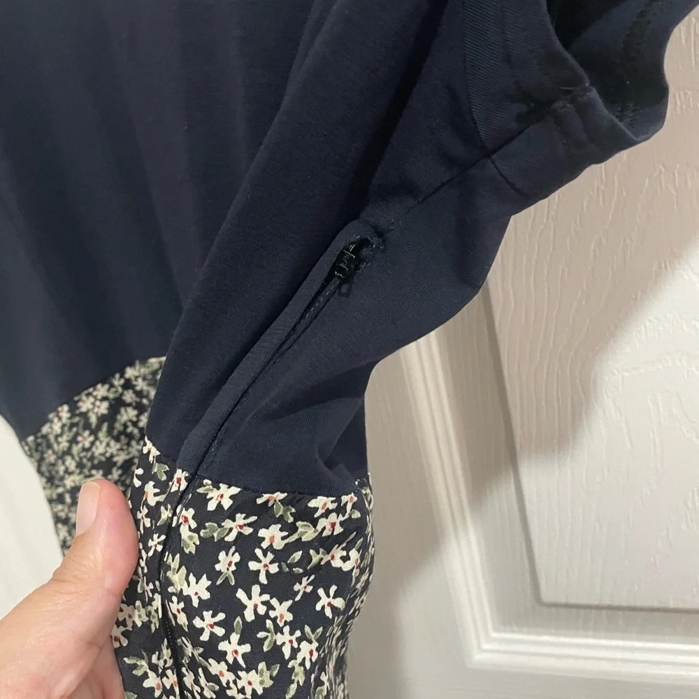 Navy blue and floral skirt dress size 6 Jonathan Martin - Picture 4 of 5